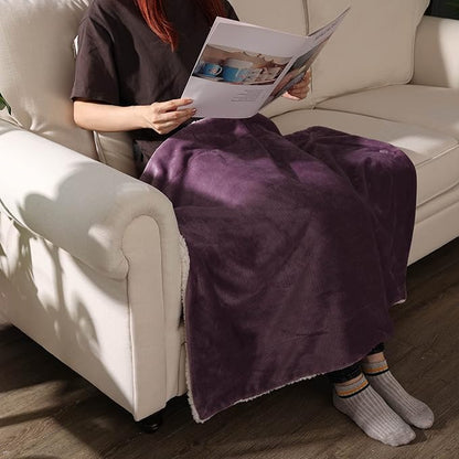 NANPIPER Baby Sherpa Blanket,Warm Toddler Throw Blanket,Soft Newborn Fleece Blanket for Winter (Cassis Purple,30x40 inches)