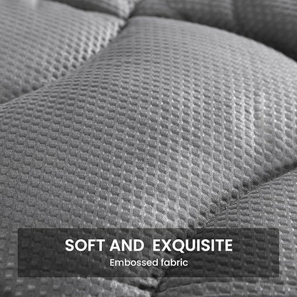 SLEEP ZONE Twin XL Cooling Mattress Topper for College Dorm, Premium Zoned Cool Mattress Pad Cover, Padded Mattress Protector Breathable Washable, Deep Pocket 8-21" (Grey, Twin XL)