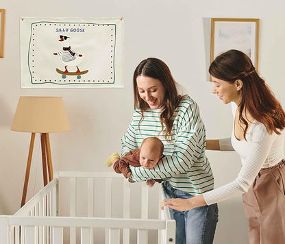 Silly Goose Nursery Rectangular Canvas Banner-Flag Wall Sign Decor for Boys Girls Toddler Kids,Baby Room Above Crib Playroom Reading Room Bedroom Decor-Easter Baby Shower Birthday Christmas Gift