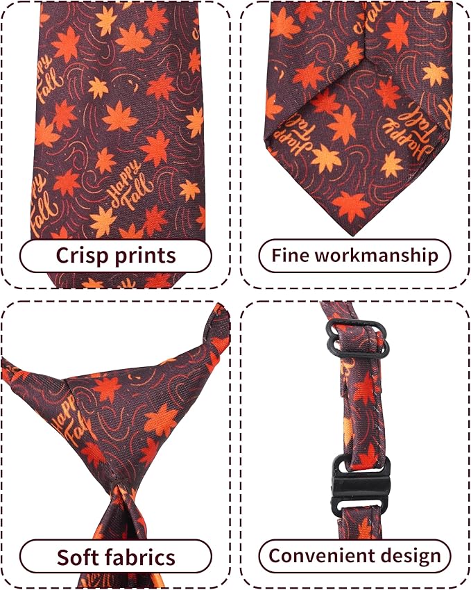 PET SHOW 10 Pack Fall Dog Ties Neckties for Large Medium Dogs Pumpkin Maple Leaf Adjustable Neck Ties Girl Boy Pets Autumn Costumes Dog Holiday Grooming Accessories Wedding Party Gift Favor-Mewly Pet
