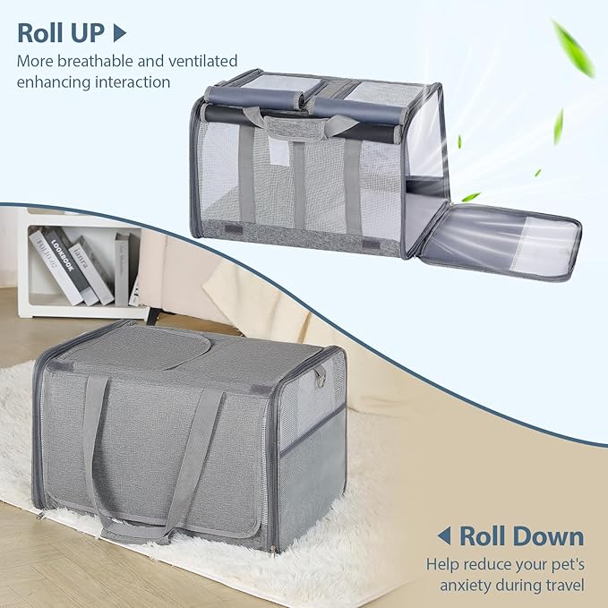 Cat Carrier for 2 Cats – Large Soft-Sided Pet Travel Carrier, Dual Compartments, Privacy Protection, Dog Carrier for Small/Medium Dogs, Home & Outdoor Use-Mewly Pet