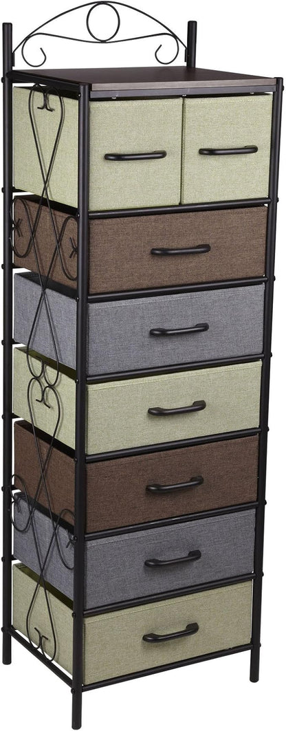 Household Essentials Victorian Style 8-Drawer Tower Storage Organizer Unit, Multicolor