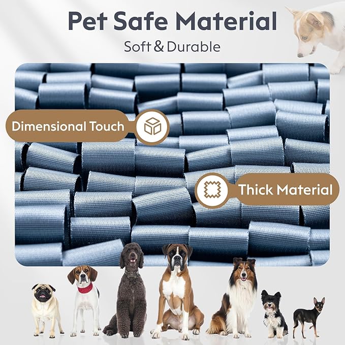 Snuffle Mat for Dogs, Dog Puzzle Mat, Interactive Dog Toys for Enrichment,Sniff Mats with Non-Slip Backing,Suitable for Breeds and Sizes of Dogs (Silver, 17" X 15")-Mewly Pet