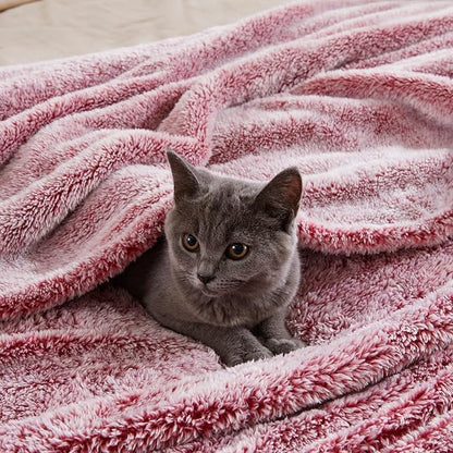 Exclusivo Mezcla Plush Fuzzy Fleece Bed Blanket King Size, Super Soft, Fluffy and Warm Blankets, Suitable for All Seasons (Mixed Deep Red, 90x104 Inches)