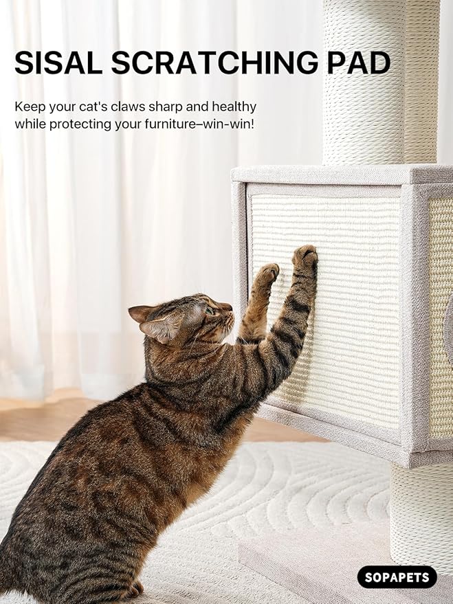 Maine Coon Cat Tree for Indoor Cats Large Adult,Modern Cat Tower for Extra Large Cats 20 lbs+,Heavy Duty Cat Tree with Sisal Scrathing Post,Hammock,Perch,Condo,Bed-Mewly Pet