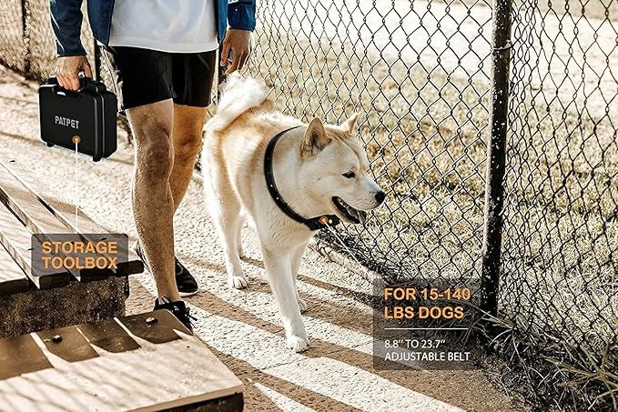 PATPET Dog Training Collar with Remote- 3/4 Mile Range E Collar Waterproof Rechargeable Shock Collar for Large Dog(15-140lbs)
