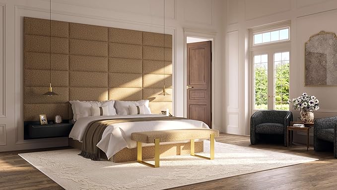 Vänt Upholstered Wall Panels - King/Cal King Size Wall Mounted Headboards - Ribbed Stone - Twin/King - Set of 4 Panels (Each Individual Panel 39"x11.5")