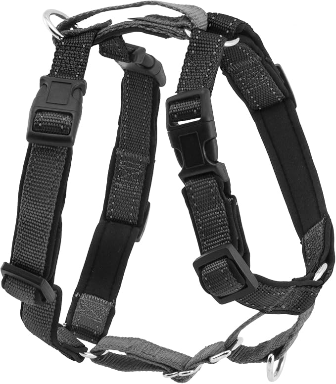 PetSafe 3 in 1 Dog Harness - No Pull Solution for Dogs - Reflective Dog Harness - Front D-Ring Clip Helps Stop Pulling - Comfortable Padded Straps - Top Handle Enhances Control - Black - Large-Mewly Pet
