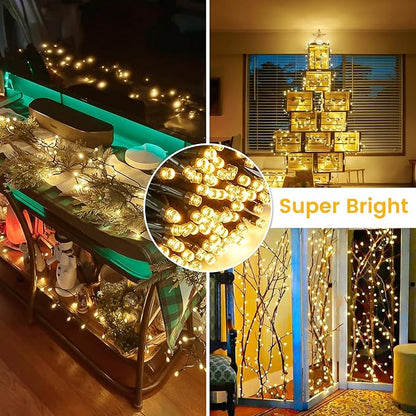 Connectable 100LED 42Ft 13Modes Christmas String Lights Outdoor Indoor | Extendable Green Wire Warm White Christmas Tree Lights with Timer | Twinkle Fairy Light Plug in for Xmas Tree (Warm White)