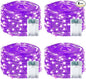 4-Pack 50 LED Fairy Lights Battery Operated with Timer, 16FT Waterproof Halloween String Lights Outdoor Indoor LED Starry Lights for Halloween Parties Bedroom Home Centerpiece DIY Decorations (Purple)