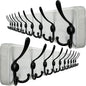 WEBI Wall Mounted Coat Rack, 38 9/16" Long, 10 Hooks, Wood Hanger Rail With Triple Hooks for Hanging Clothes, Jackets - Black/White, 2 Packs