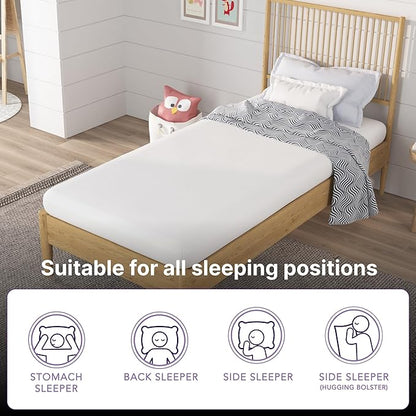 NapQueen 5 Inch Twin Memory Foam Mattress, Medium Feel, CertiPUR-US Certified, Bed in a Box, Breathable Soft Fabric Cover, White