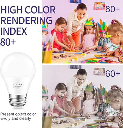 Cotanic 8 Pack Ceiling Fan Light Bulb 5000K Daylight, E26 Base A15 LED Bulb 60W Equivalent, 6W Small Light Bulb for Refrigertaor, Chandelier Light Bulbs, 600lm, Non-Dimmable