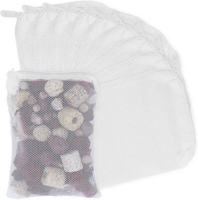 Aquarium Filter Media Bags for Aquarium with Zipper, Fine Mesh Bag Reusable Strong Polyester for Activated Carbon, Bio Filter Balls, Ceramic Rings, Filter Stones, White 10PCS 3.93" x 5.9"-Mewly Pet