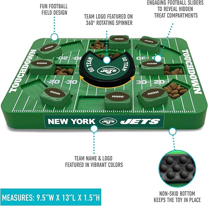 Pets First NFL New York Jets Large Puzzle Toy, Dog Puzzle Treat Toy, New Large Size, Interactive Dog Treat Toy, Dog Slow Feeding Toy-Mewly Pet