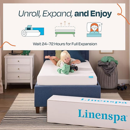 Linenspa 6 Inch Gel Infused Memory Foam Mattress – Queen Size – Medium Firm - Low Profile Bed - Mattress in a Box - Youth or Kids Bedroom - Pressure Relieving and Breathable – CertiPUR-US Certified