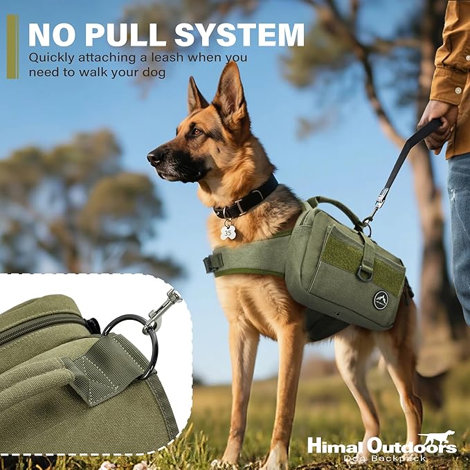 Himal Outdoors Dog Backpack & Saddle Bag, Tactical Hiking Backpack for Large Dogs with Side Pockets & Adjustable Strap-Mewly Pet
