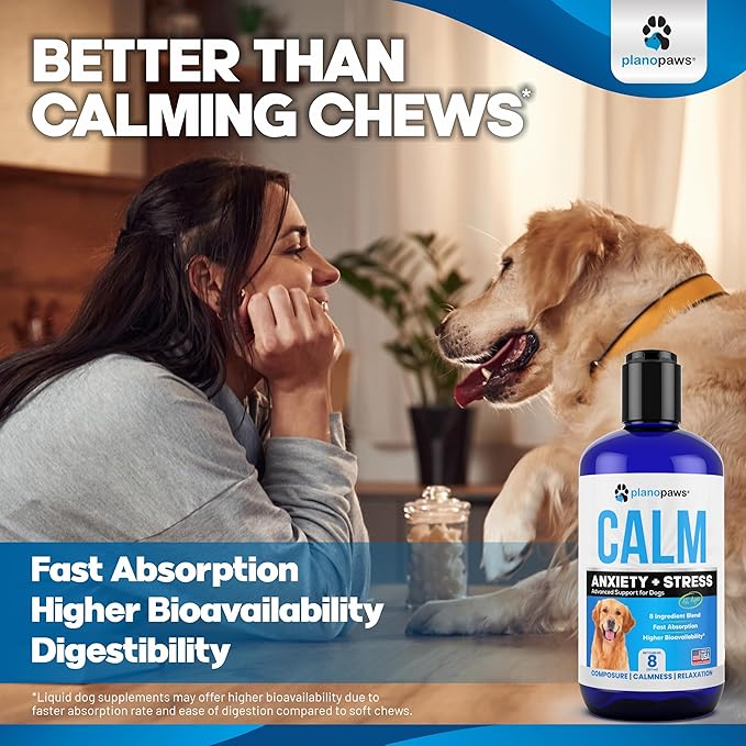 Dog Anxiety Relief - Faster Absorption Than Hemp Calming Chews for Dogs - Dog Calming Chews Alternative - Hemp Oil and Melatonin for Dogs - Liquid Dog Calming Treats for Thunder, Fireworks, Sleep Aid-Mewly Pet