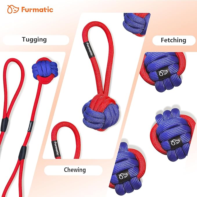Rope Dog Toys for Small and Medium Dogs | Dog Toys for Aggressive Chewers | Dog Tug of War Toy for Interaction and Teeth Cleaning, Set of 3 Ropes-Mewly Pet