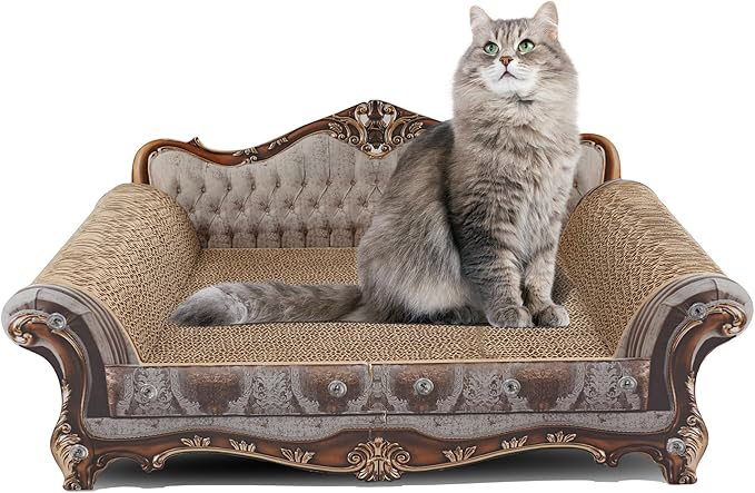 Sofa Shaped Scratching Couch,Thick Scratching Cardboard, Lounge Bed for Indoor Rest&Play, Sofa Scratcher Pad (23 "L X 12.2" W X 10.6 "H)-Mewly Pet