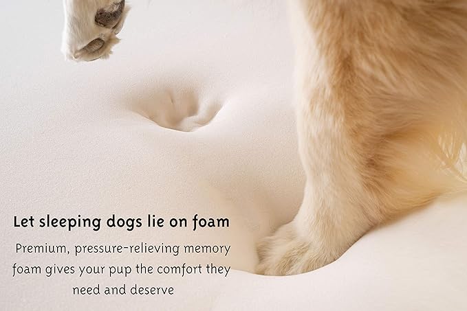 PupRug Orthopedic Dog Bed for Large Dogs with Fluffy Soft Faux Fur and Memory Foam for Joint Pain Relief, Machine Washable and Waterproof Couch Bed, White, Extra Large-Mewly Pet