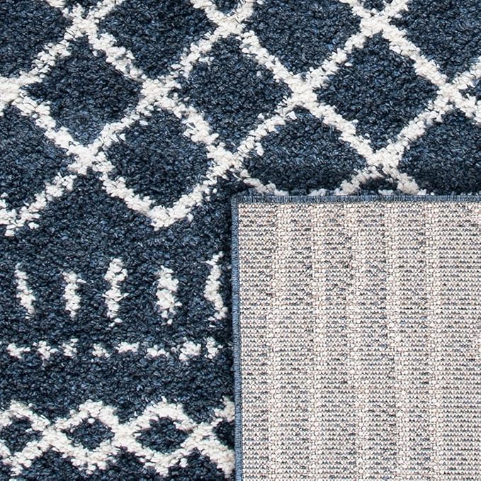 SAFAVIEH Arizona Shag Collection Area Rug - 11' x 15', Slate Blue & Ivory, Non-Shedding & Easy Cleaning, Plush Thick Pile, Ideal for Living Room, Bedroom, Dining Space (ASG741L)
