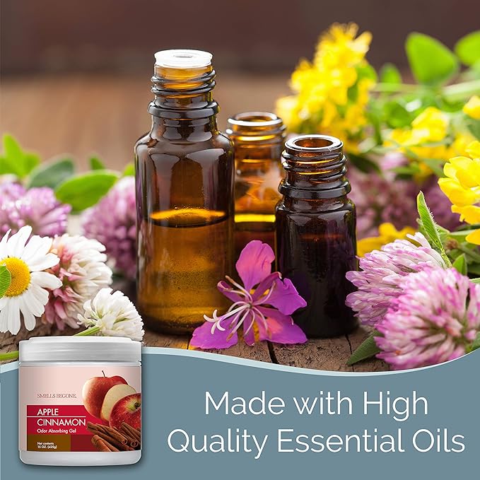 SMELLS BEGONE Air Freshener Odor Absorber Gel - 15 oz, Pack of 2 - Absorbs and Eliminates Odor in Pet Areas, Bathrooms, Cars, & Boats - Made with Essential Oils - Apple Cinnamon Scent-Mewly Pet