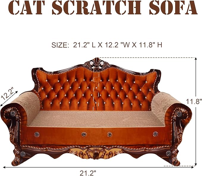 Sofa Shaped Scratching Couch,Thick Scratching Cardboard, Lounge Bed for Indoor Rest&Play, Sofa Scratcher Pad (21.2" L X 12.2 "W X 11.8" H)-Mewly Pet