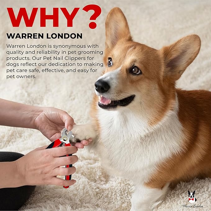 Warren London Dog Nail Clippers – Large Breed Nail Trimmer with Stainless Steel Blade, Safety Guard & Non-Slip Handle | Professional Grooming Tool for All Dog Sizes-Mewly Pet
