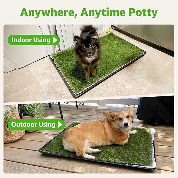 Dog Grass Large Potty Patch, Dog Litter Boxes Artificial Grass Bathroom Turf for Pet Training, Washable Puppy Pee Pad, Perfect Indoor/Outdoor Portable Potty Pet Loo-Mewly Pet