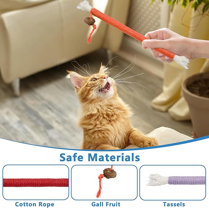 3pcs Safe Cat Rope Toy,Teeth Clean Toy for Cat, Cat Chew Toys for Indoor Cat,Kitten Interactive Toys-Mewly Pet