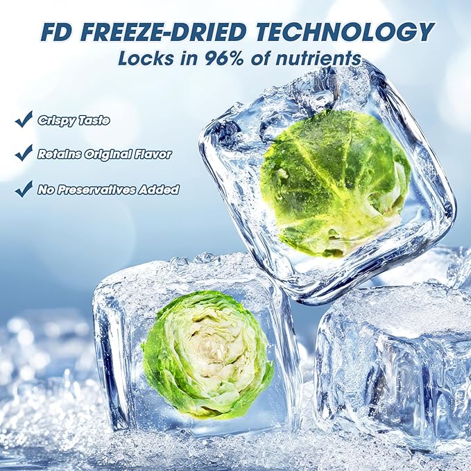 Abizoo Freeze Dried Brussels Sprouts Rabbit and Hamster Chew Treats Resealable Jar for Hamsters Bunny Guinea Pigs Groundhogs Natural Fiber Vitamin Snacks-Mewly Pet