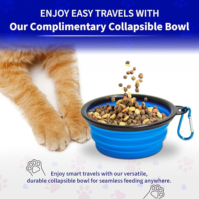 Pet Fit For Life - Vibrant Collapsible Travel Cat Litter Box - Portable, Foldable, Compact Design with Bonus Water Bowl - Ideal for Car & Camping - Reusable, Cats Safe - Black, (16"x12"x5")-Mewly Pet