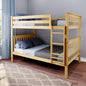 Max & Lily Full Over Full Bunk Bed with Ladder, Solid Wood Platform Bed Frame for Kids, 14" Safety Guardrails, Easy Assembly, No Box Spring Needed, Natural