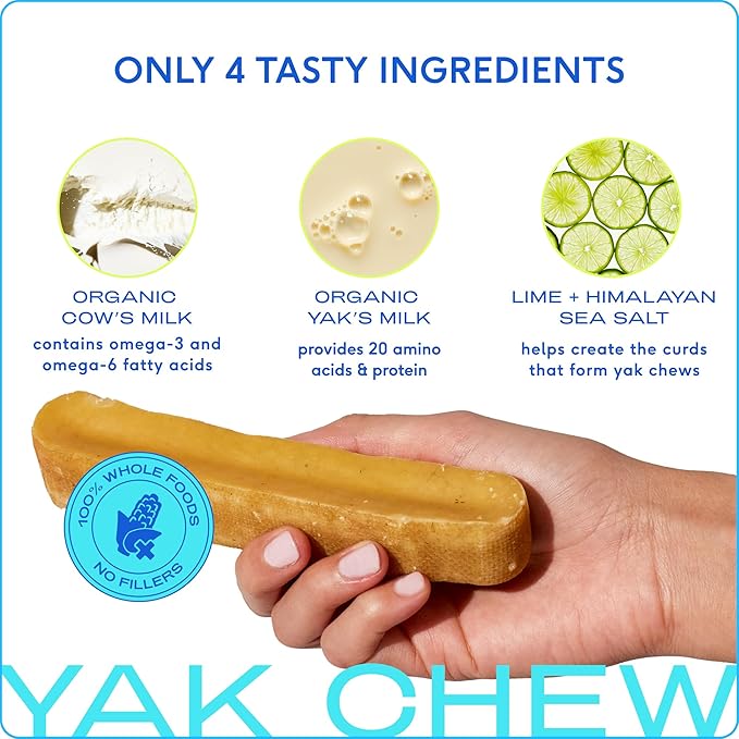Native Pet Yak Cheese Himalayan Dog Chews - Long Lasting Dental Sticks for Large Breeds – 100% All Natural Himalayan Yak Chews for Large Dogs – Cheese Bone for Aggressive Chewers - 10 Per Pack-Mewly Pet