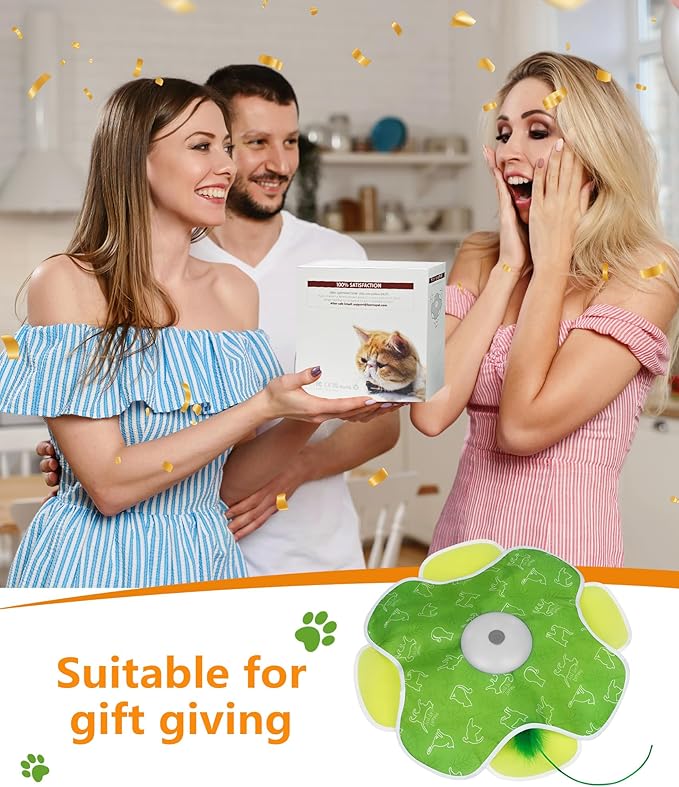 Interactive Cat Toy, Rechargeable Cat Toys for Bored Indoor Adult Cats, Hide and Seek Cat Toy with Motion Activated, Feather Toys, Chirping, Exercise Toys for Indoor Bored Adult Cats-Mewly Pet