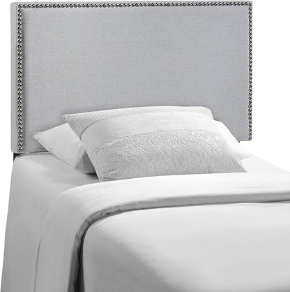 Modway Region Linen Fabric Upholstered Twin Headboard in Gray with Nailhead Trim
