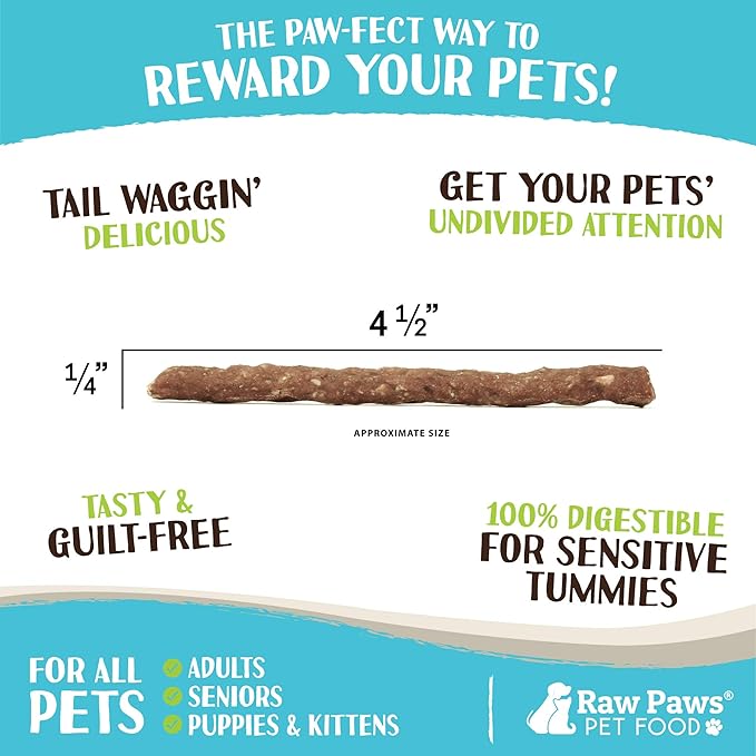 Raw Paws Grain-Free Soft Stick Treats for Dogs & Cats - Beef Recipe, 6-oz - Made in USA Beef Jerky Treats - Cat Sticks - Chewy Dog Jerky Treats - Dog Sausage - Soy, Grain Free-Mewly Pet