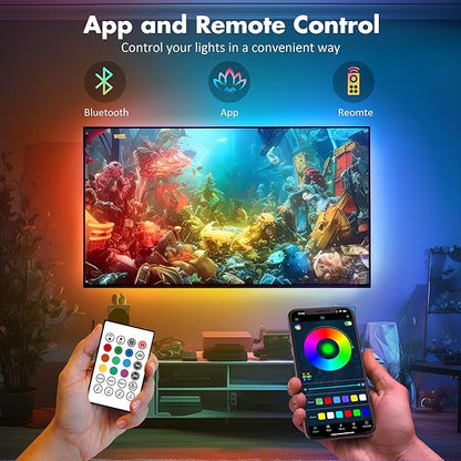 Maylit ICRGB TV LED Backlight, App Control Lights for 37-70in Monitor, Music Sync Color Changing Strip Lights for Home Decor, USB Powered Gaming Accessories for Bedroom Room Decor
