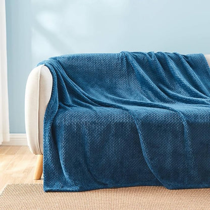 NEWCOSPLAY Super Soft Throw Blanket Navy Blue Premium Silky Flannel Fleece Leaves Pattern Lightweight Bed Blanket All Season Use (Navy Blue, Throw(50"x60"))