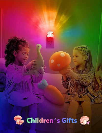 Mushroom Night Light [2 Pack], Plug in Lamp, 8 Color Changing LED Night Lights for Adults Kids Baby Children NightLight Wall Mushroom Decor Lamp for Bedroom Bathroom,Toilet,Stairs,Kitchen,Hallway