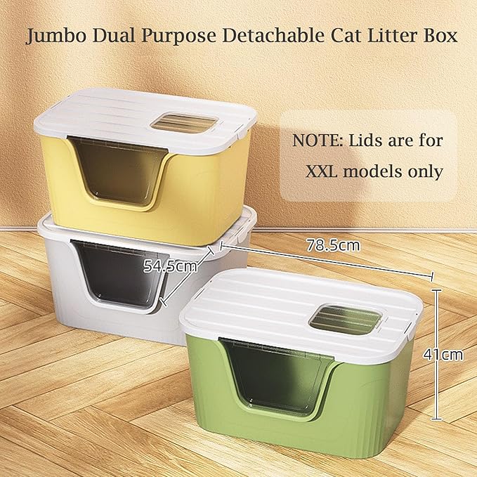 Vealind Cat Litter Box Lid with Clear Door Only Fit for Vealind XXL Cat Litter Pan, Top Entry Litter Box with Lid-Mewly Pet