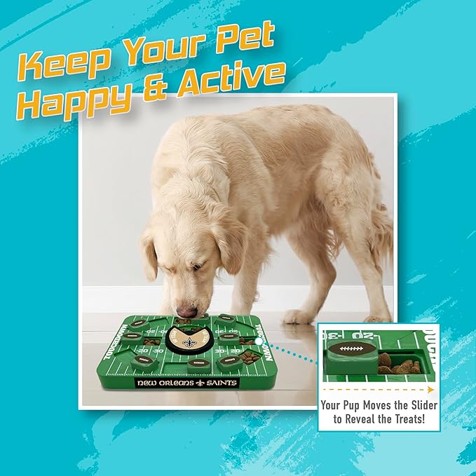 Pets First NFL New Orleans Saints Large Puzzle Toy - Interactive Dog Slow Feeding Treat Toy, Large Size-Mewly Pet