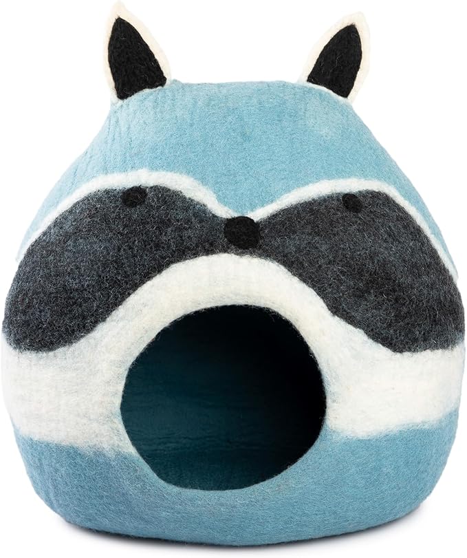 Luxurious Eco-Friendly Merino Wool Cat Cave Bed Sloth - Foldable Hideaway Pod for Indoor Cats - Premium Felt Kitten Beds - Covered Cat House for Ultimate Cozy Comfort by Woolygon-Mewly Pet