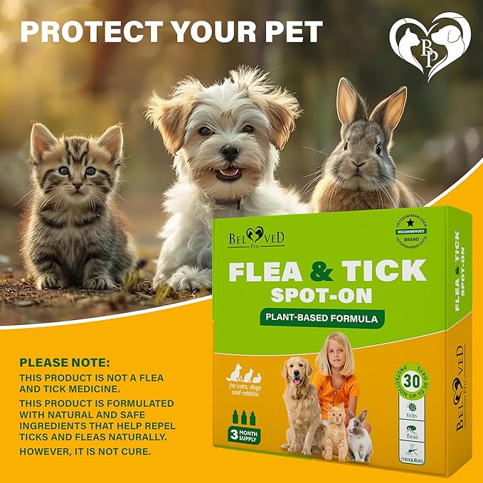 Flea and Tick Prevention for Small Dogs & Cats, Rabbits - Natural Flea Treatment & Pest Control - Topical Flea & Mosquito Repellent for Puppy and Kitten - All Pets-Mewly Pet