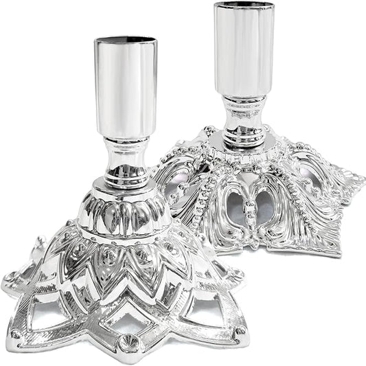 Candlestick Holders,Taper Candle Holder for Candlesticks Silver Plated Candle Metal Stick Candle Holders for Fireplace,Party, Dining,Wedding Decor,Fits 3/4 inch Thick Candle(Set of 2Pcs)