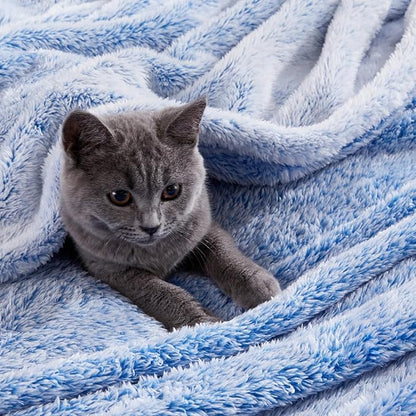 Exclusivo Mezcla Plush Fuzzy Fleece Throw Blanket Extra Large, Super Soft, Fluffy and Warm Blankets for Couch, Bed, Suitable for All Seasons (50x70 Inches, Mixed Cobalt Blue)