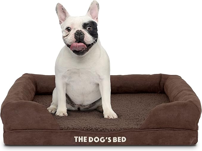 The Dog’s Bed Orthopedic Dog Bed Medium Brown Plush 25.5x20, Premium Memory Foam, Pain Relief: Arthritis, Hip & Elbow Dysplasia, Post Surgery, Lameness, Veterinary Approved, Waterproof Washable Cover-Mewly Pet