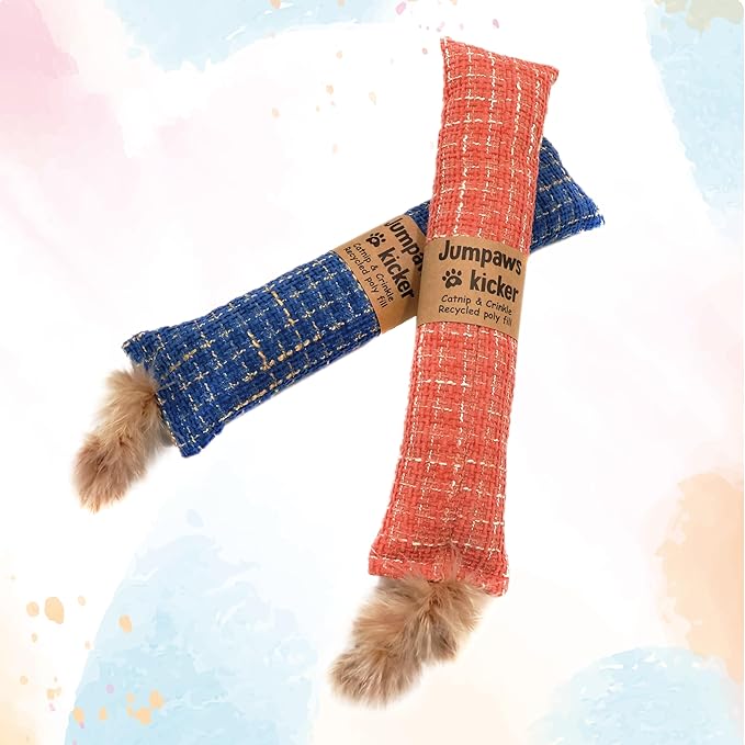 2 Pack Natural Interactive Catnip Cat Kicker Toys, Bite Resistant Chew Toy, Accessories for Indoor Cat (Twill Weave)-Mewly Pet