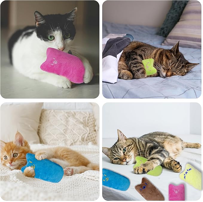 Cat Toys for Indoor Cats, 5Ps Cats Fetch Toys, Fluffy Toys for Playing, Interactive Kitten Toys, Kitty Chew Teething Toys, Cat Chew Toy for Kittens (Multi Color, 5 Pack)-Mewly Pet